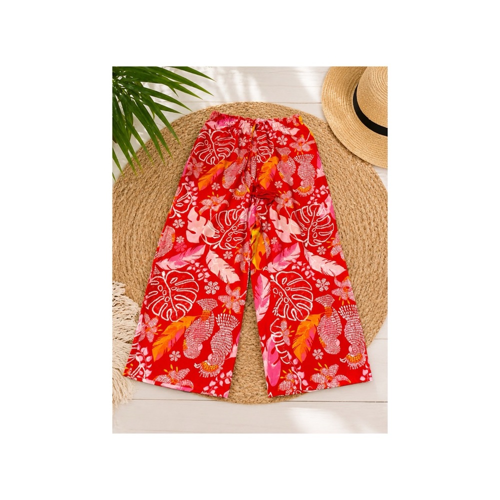 Live 4 Truth Red Tropical Print Wide-Leg Women Pants